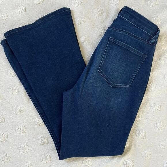 Loft The Slim Flare Dark Wash High Waisted Size 30 Stretch - Picture 4 of 9